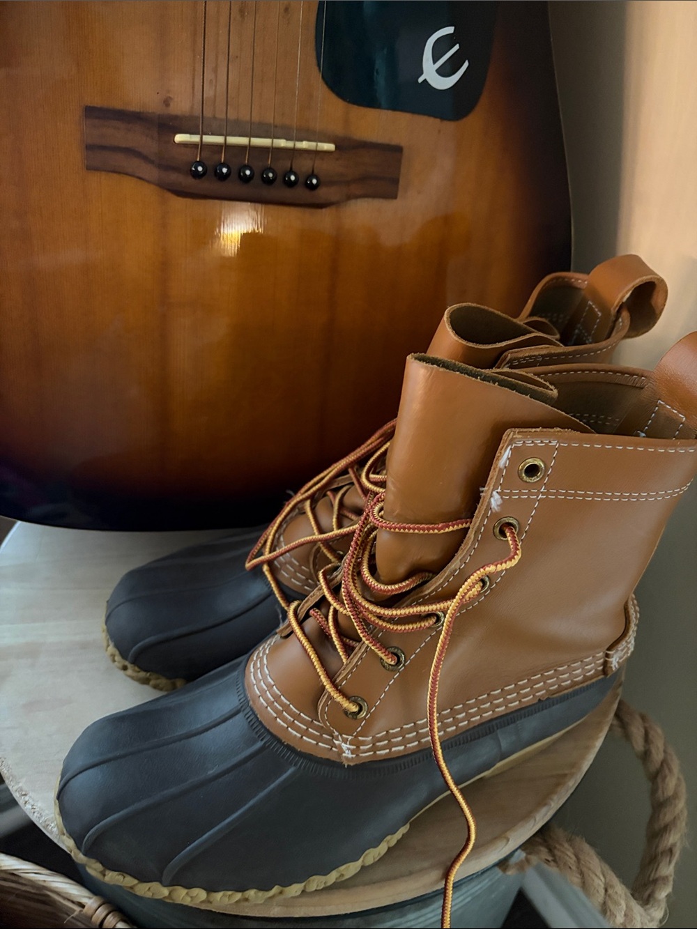L.L. Bean Boots 8” Maine Duck Hunting “Bean Boots” 8M Womens Tan/Navy $159 MSRP